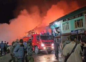 سونہ مرگ مارکیٹ میں آگ کی ہولناک واردات ،50 دکانیںخاکستر