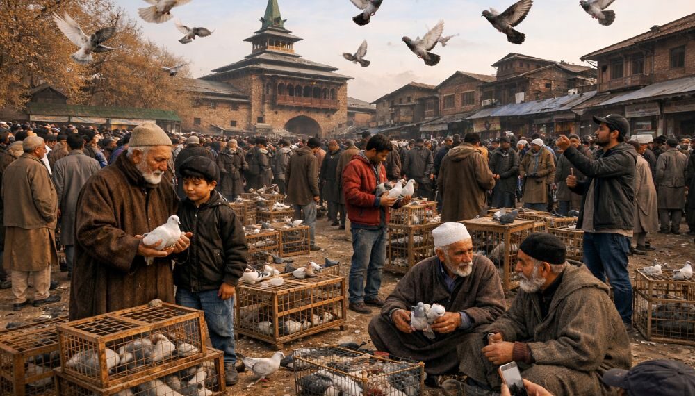  پائین سرینگر میںکشمیر کا منفرد کبوتر بازار جہاں آج بھی مختلف نسلوں کے کتودستیاب ہو تے ہیں  