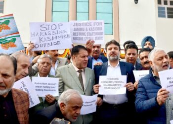 این سی کا ریاستی حیثیت کی بحالی کیلئے اسمبلی کے باہر احتجاج