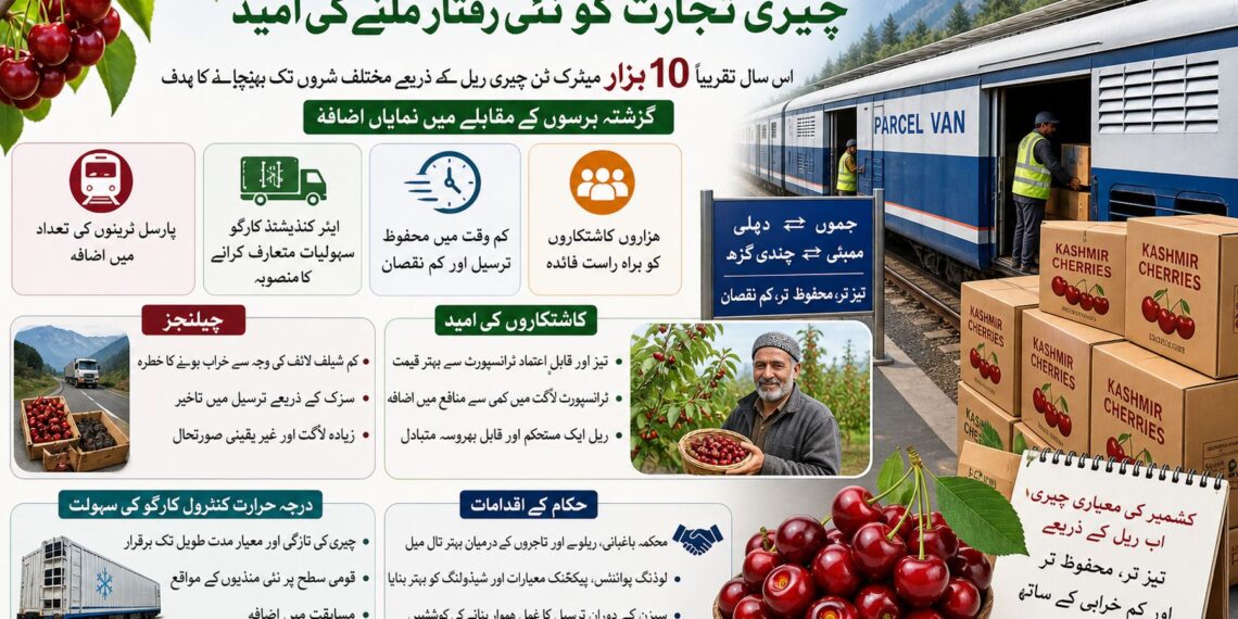 ٹرین کی سہولت سے کشمیر کی چیری تجارت کو نئی رفتار ملے گی‘ کسان پر امید