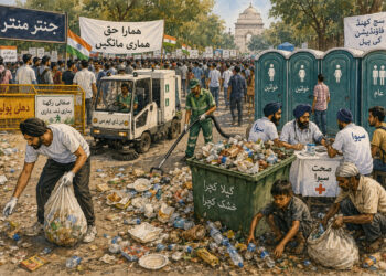 ۳۶ دنوں تک جاری رہنے والےجنتر منتر کا ا بڑا چیلنج:روزانہ پندرہ ہزار کلوگرام کچرا