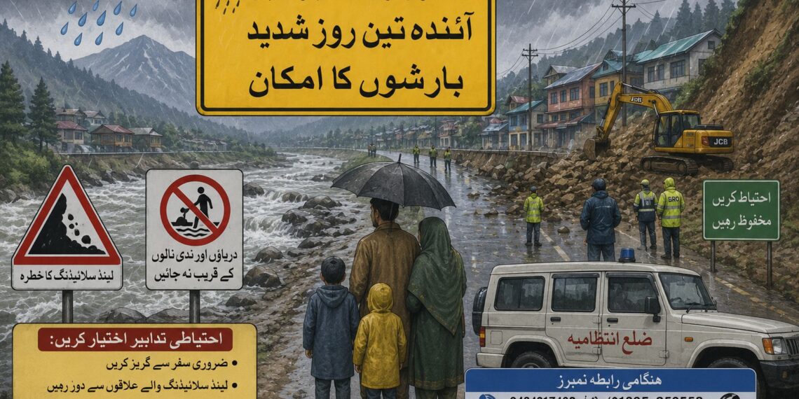 جموں و کشمیر میں آئندہ دو سے تین روز شدید بارشوں کا امکان