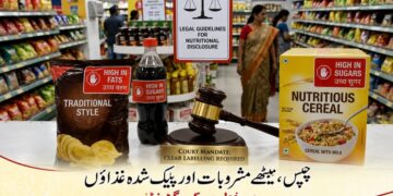 چپس، میٹھے مشروبات اور پیک شدہ غذاؤں پر سرخ انتباہی لیبل متعارف ہوگا